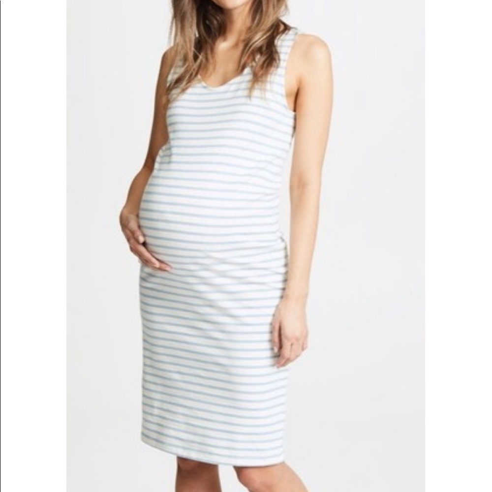 HATCH Maternity BlueStripe Bateau Tank Short Dress